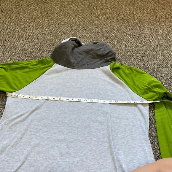Colorblock Henley Oversize Sweatshirt Turtleneck green and Heather gray M-XL - Picture 3 of 8